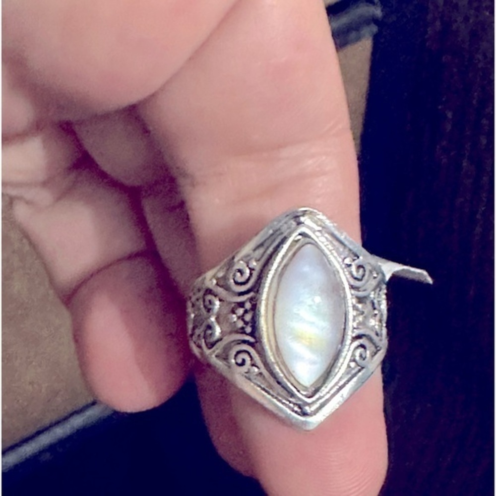 Moonstone Silver Filigree Boho Ring ✅